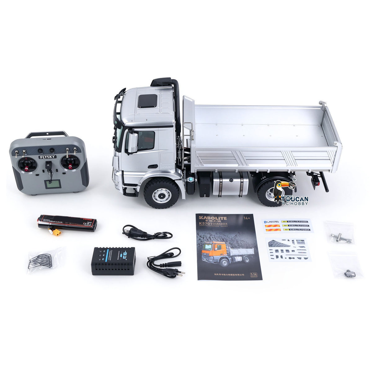 In Stock TOUCAN RC HOBBY Kabolite 4*4 1/14 Plastic RC Dumper Truck 5701 Remote Control Tipper Car RTR Model 2-speed Gearbox Light Sound 2.4G Radio Controller and Receiver Battery