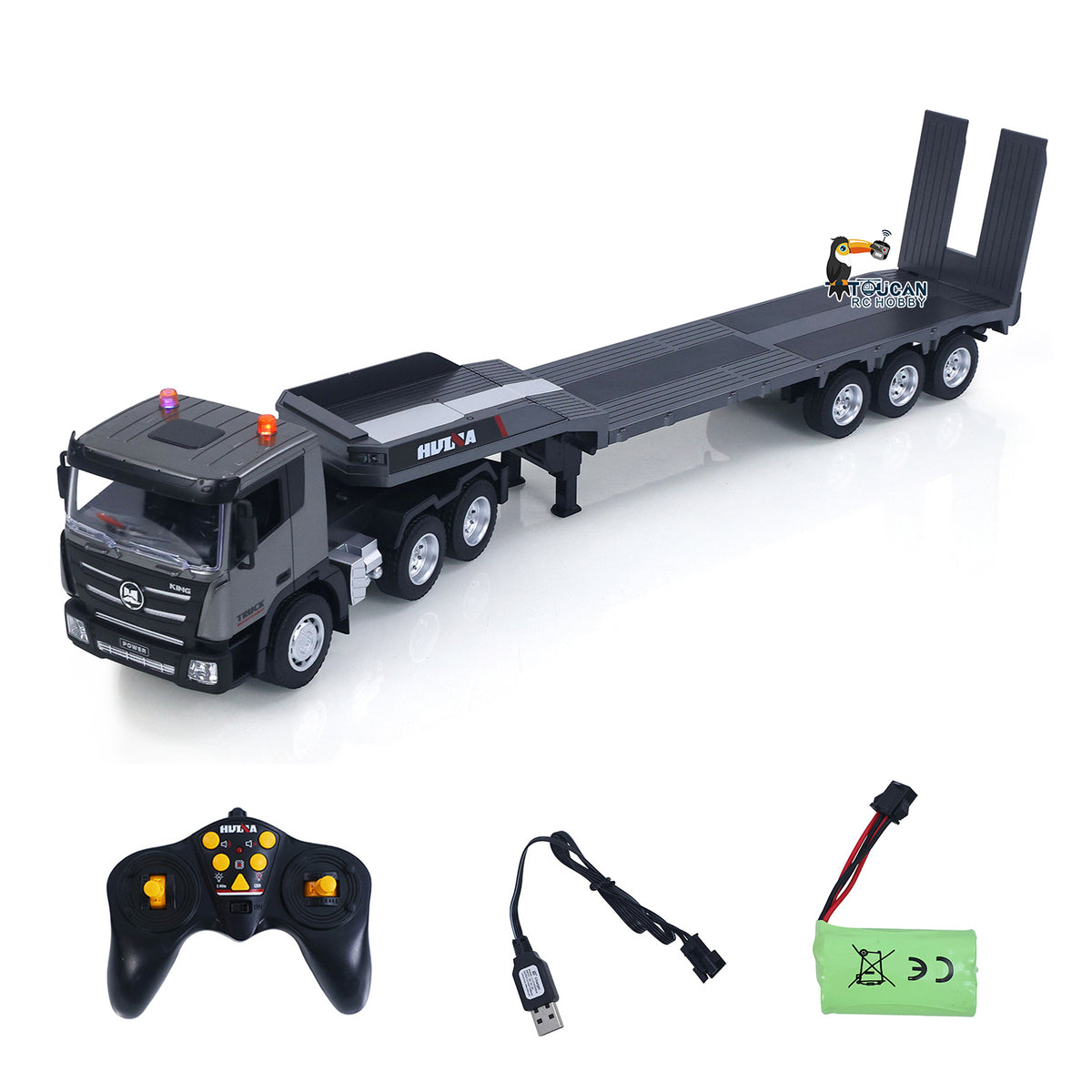 TOUCAN RC HOBBY Huina 1318 1/18 RC Tractor Truck 9CH Remote Control Cars with Flatbed Trailer