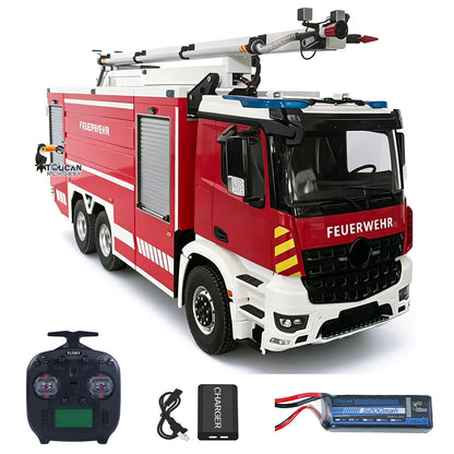 TOUCAN RC HOBBY 3363 1/14 6x4 RC Folding Aerial Ladder Fire Truck Metal Chassis Remote Control Water Spray Trucks 2-Speed Transmission LED Sound
