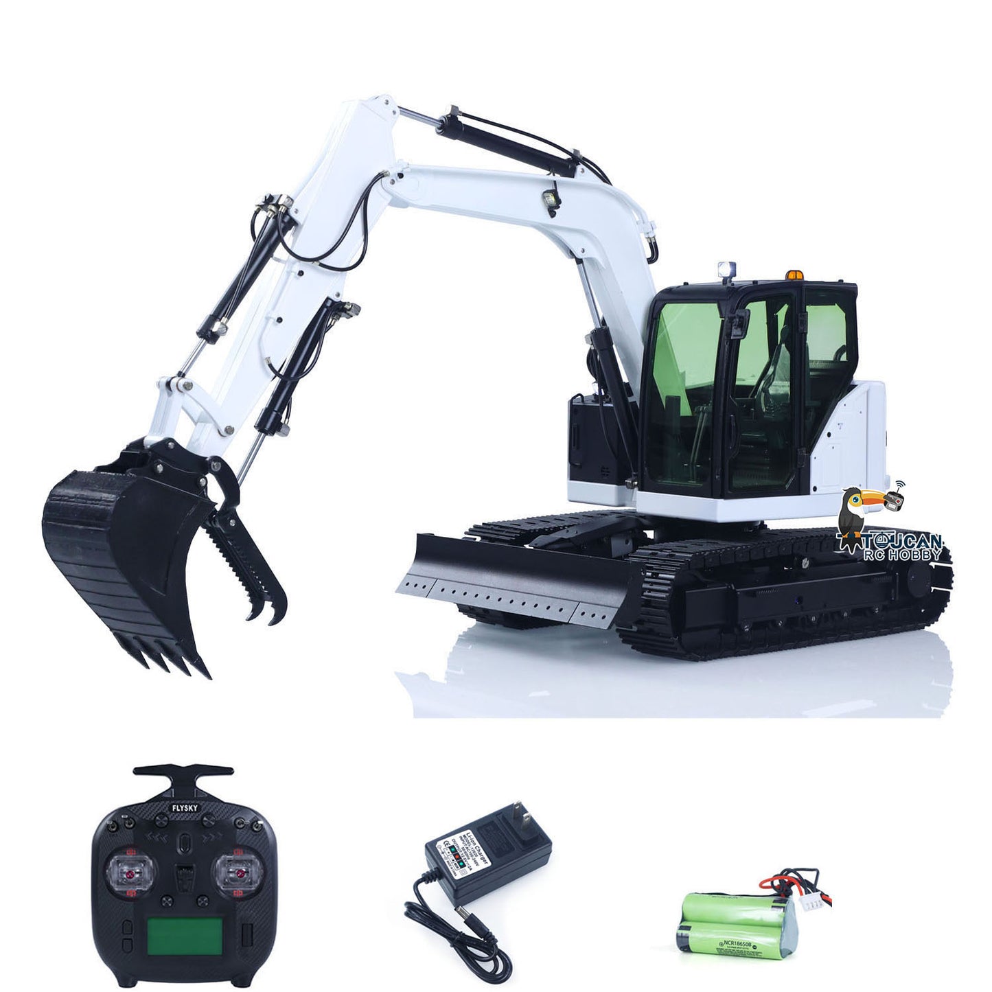 Metal 1/14 C308 Radio Control Hydraulic Excavator 4-way Valve RC Digger Engineering Vehicle Flysky ST8 Radio Lights Battery Assembled