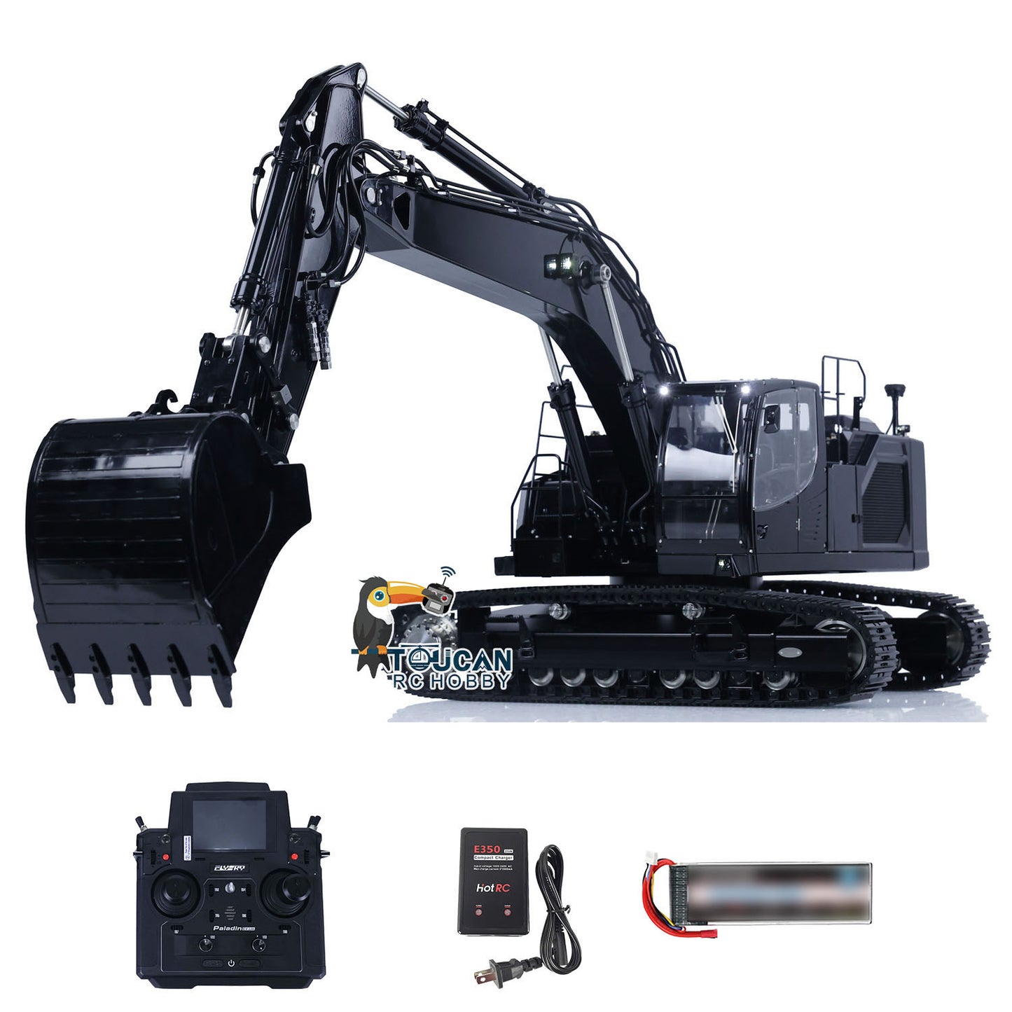 LESU AOUE LR945 1/14 Metal Hydraulic RC Excavator B0016 RTR Tracked Digger 7CH Reversing Valve Light FlySky PL18EV Lite Radio Controller
