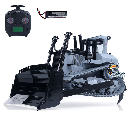 1:14 Metal Remote Control Hydraulic Bulldozer JDM-98 Ultra RC Heavy Machine Model Light System Flysky ST8 Radio Sound Battery