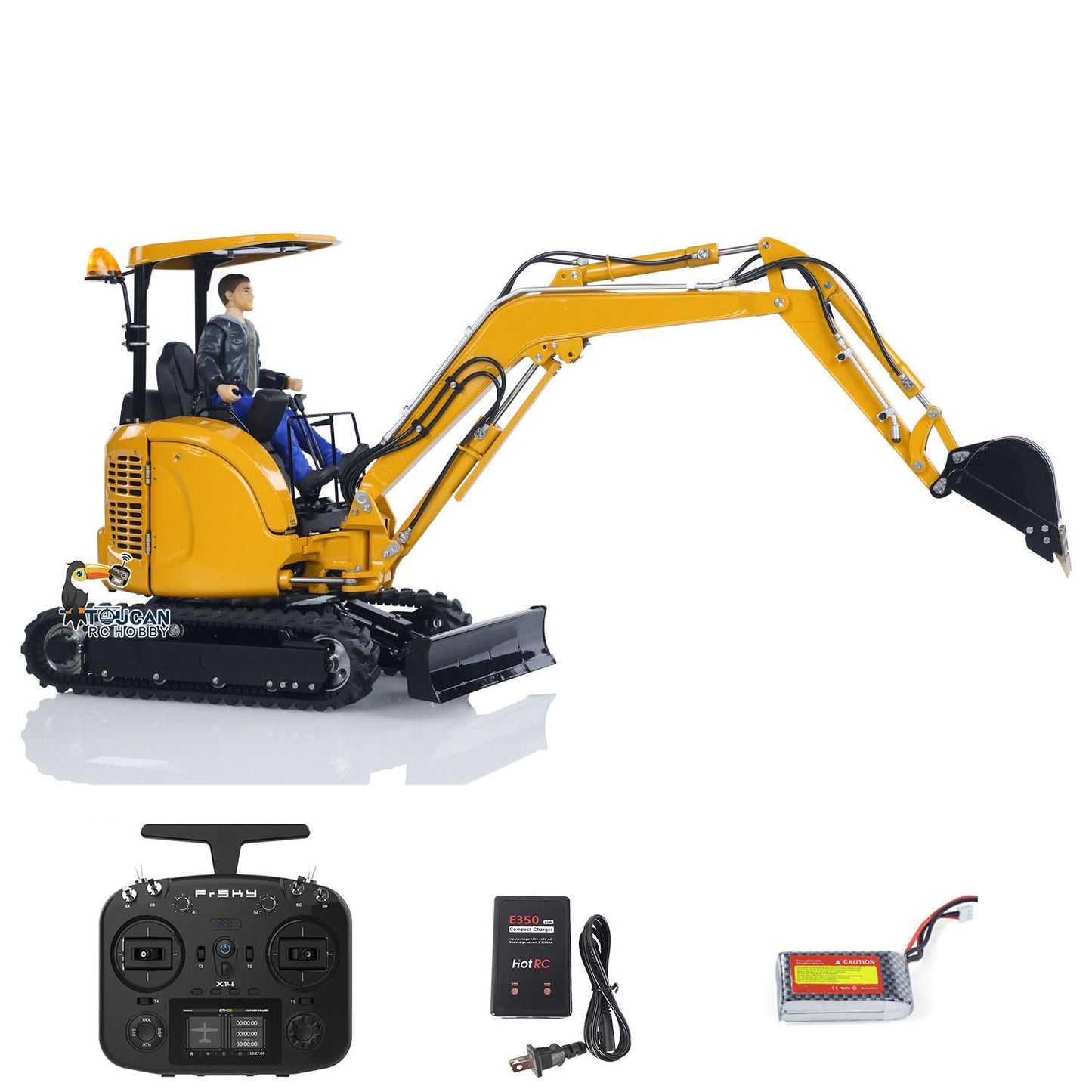 LESU PC30 1/14 Metal RC Hydraulic Excavator B0003 RTR 6CH Reversing Valve Mini Digger Brushless Rotary Drive Motor Sound & Light FrSky X14 Controller