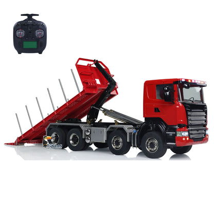 1/14 8x8 RC Hydraulic Equipment Radio Controlled Roll Off Dumper Trucks Full Dump Truck U-shaped Short High Bucket Timber Flatbed