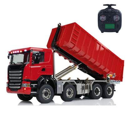 1/14 8x8 RC Hydraulic Equipment Radio Controlled Roll Off Dumper Trucks Full Dump Truck U-shaped Short High Bucket Timber Flatbed