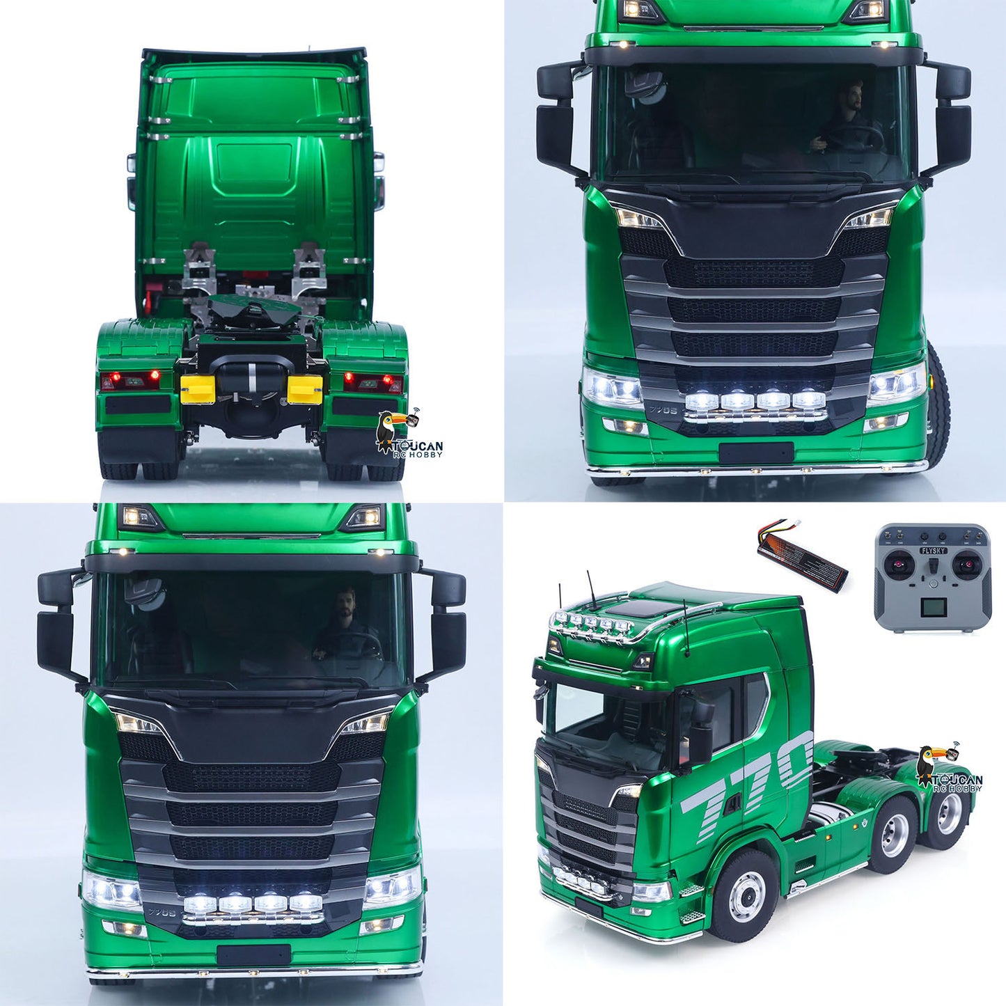 In Stock 1/14 KABOLITE 6*6 Remote Control Tractor Truck 770S 2Speed Gearbox Axle Locks Electric Windshield Wiper Openable Door RTR