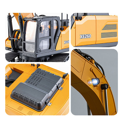 HUINA 1/24 Electric RC Excavator XE1260 Remote Control Digger RTR 360 Degree Rotation Finished Model Metal Bucket Light Sound