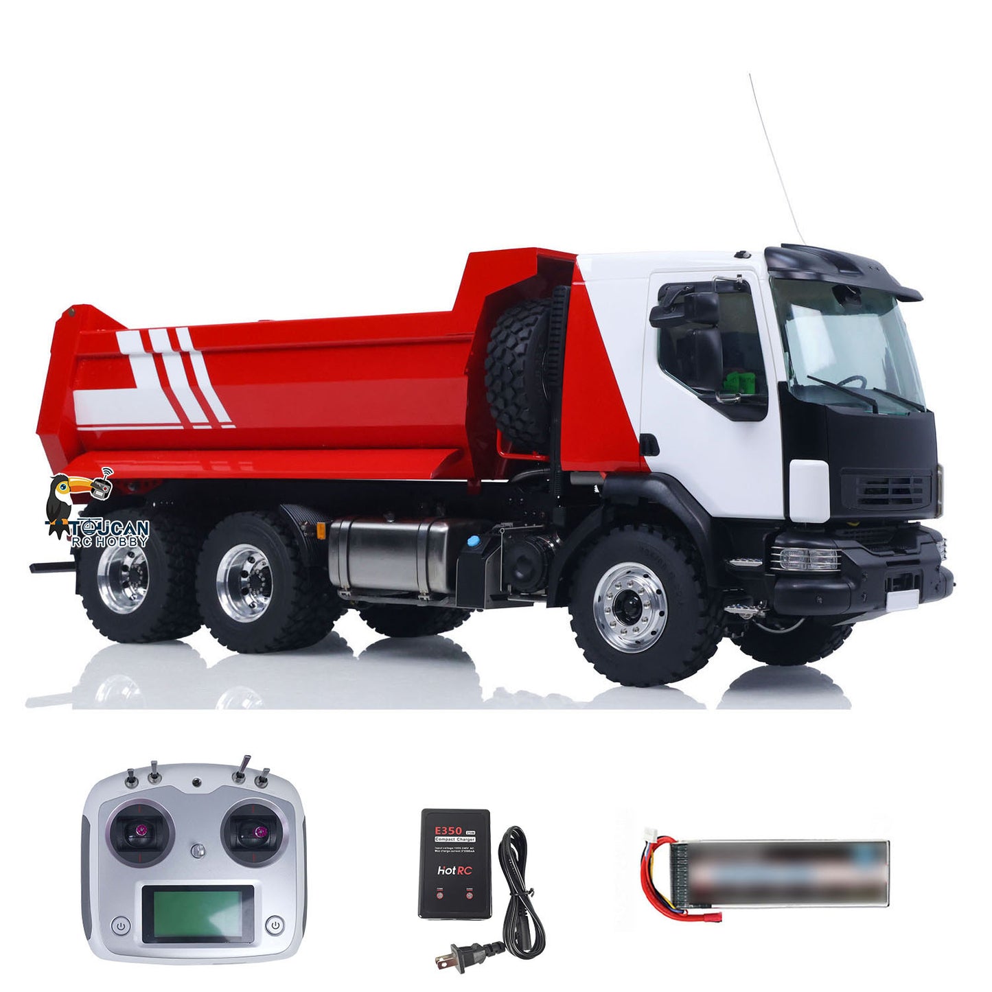 LESU Z0032 1/14 Metal Hydraulic RC Dump Truck 2 Speed Transmission Differential Lock Axles Sound Light for Engineering Vehicle Enthusiast