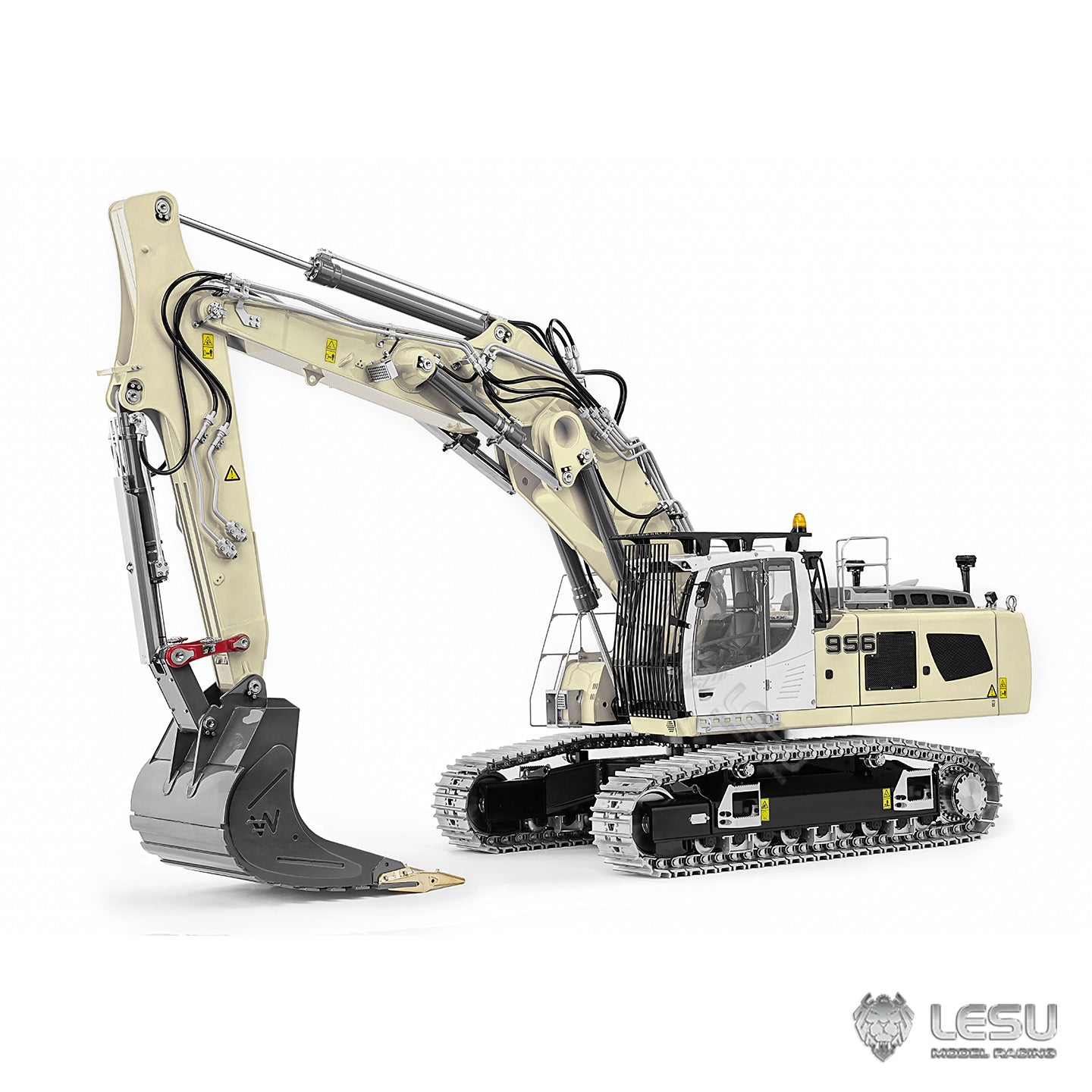 Metal LESU 1/14 RC Hydraulic Excavator LR956 Remote Control 3 Arms Digger Model 7CH Valve Dual Pumps Light Flysky PL18EV LITE
