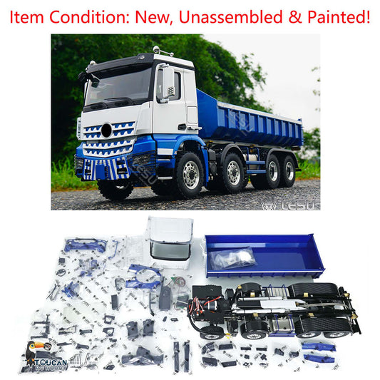 LESU 1/14 Scale 8x8 Truck Hydraulic Remote Controlled Dumper Roll On/Off Tipper Model Sound Light System Motor Front Towing Hook