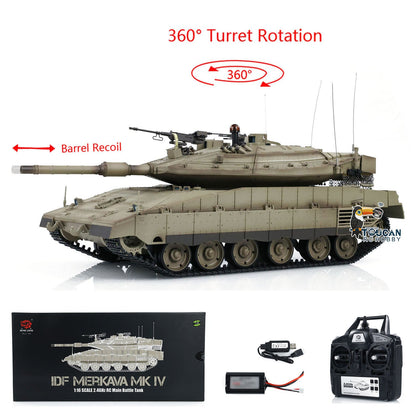 In Stock Heng Long 1/16 RC Battle Tank IDF Merkava MK IV 3958 Turret 360 Degree Rotating Barrel Recoil Radio Controlled Model
