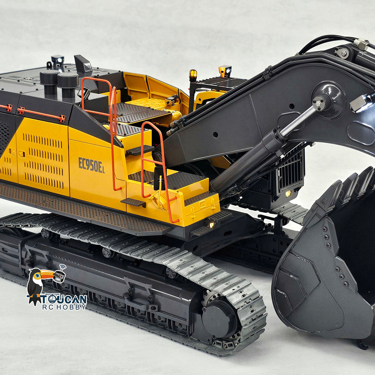 TOUCAN RC HOBBY MTModel EC950 1/14 Metal RC Hydraulic Excavator Dual Pump Digger Model 8CH Valve Ripper Light Sound Brushless Drive Motor Display Screens for Adult