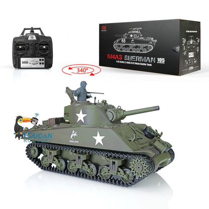 TOUCAN RC HOBBY Henglong 2.4G 1/16 TK7.0 Plastic USA M4A3 Sherman 3898 RTR RC Tank with Barrel Recoil BB Infrared Combat Smoke Light Sound Metal Barrel