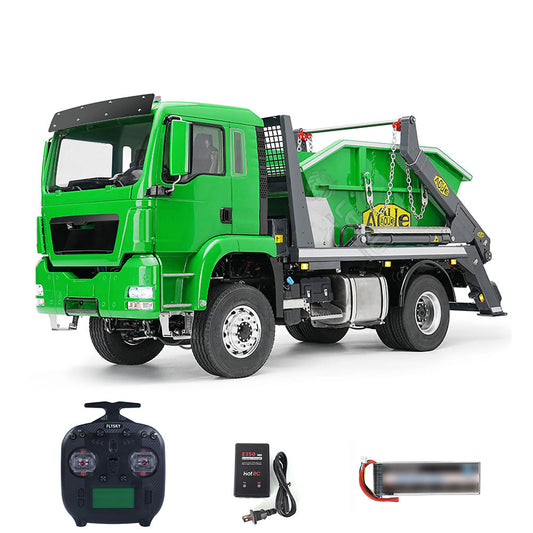 LESU Metal 1/14 RC Hydraulic Swing Arm Garbage Truck 4X4 Skip Loader RTR TGS Car Assembled Electric Wireless Control Model 3-Speed