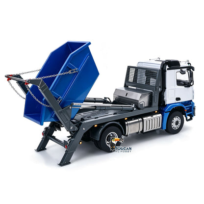In Stock 3Speed LESU Skip Loader 3363 Metal 4X4 Chassis 1/14 RC Hydraulic Swing Arm Garbage Dump Truck Light Sound Hub Reduction Axle