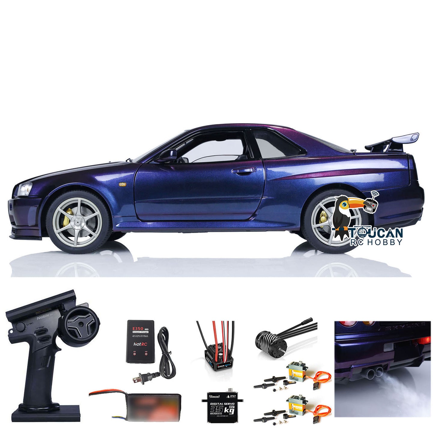 IN STOCK Capo 1/8 Metal 4x4 RC Racing Car Radio Controlled Drift Vehicle Model 4WD R34 RTR High-speed Light Sound GTR-R34