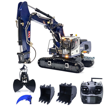 In Stock 1/14 946 3-arm RC Hydraulic Equipment Remote Control Excavator Metal Digger Model Bucket Ripper Grab Tiltable Clamshell Bucket