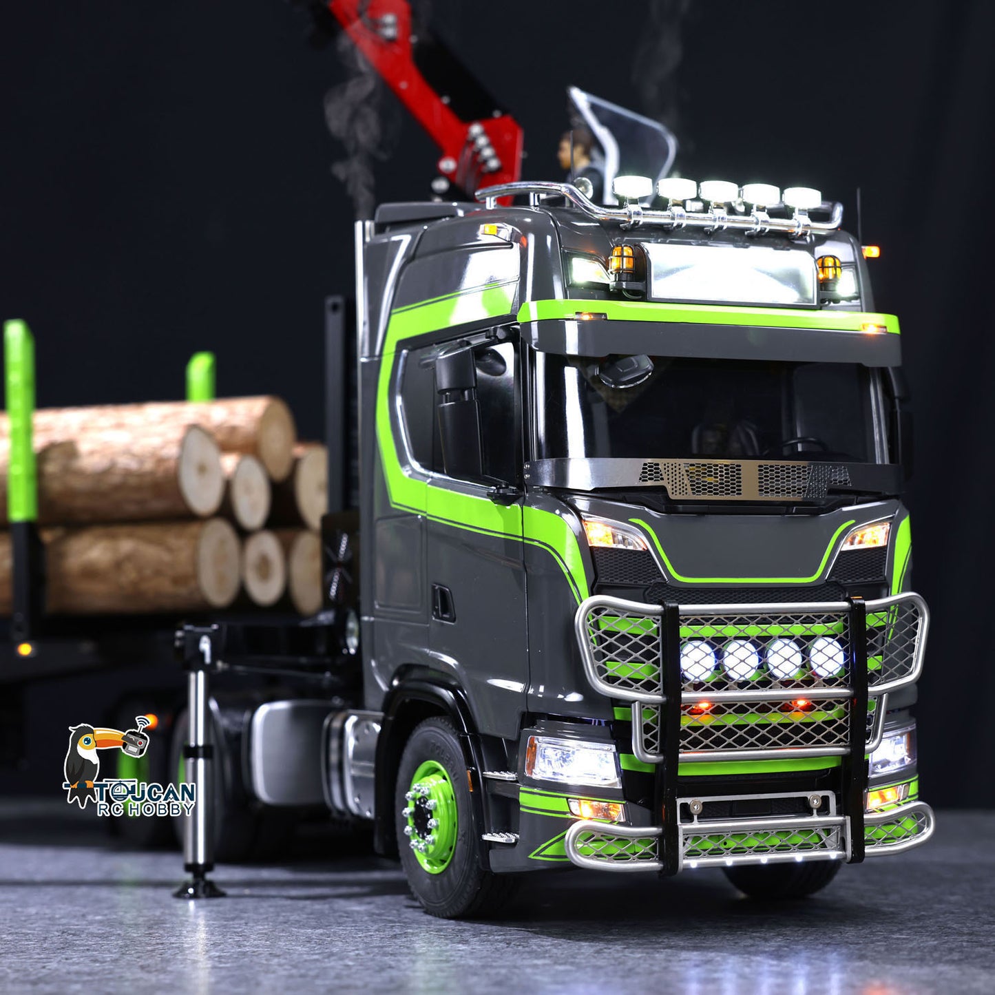 Toucan 6X6 Metal Chassis 1/14 Remote Control Tractor Truck 770S Hydraulic Crane Logging Trailer RC Electric Vehicle Model Light Sound