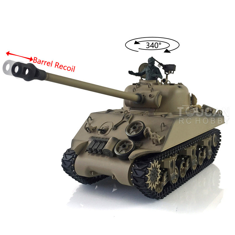 TOUCAN RC HOBBY Henglong 2.4G 1/16 TK7.0 Plastic USA M4A3 Sherman 3898 RTR RC Tank with Barrel Recoil BB Infrared Combat Smoke Light Sound Metal Barrel