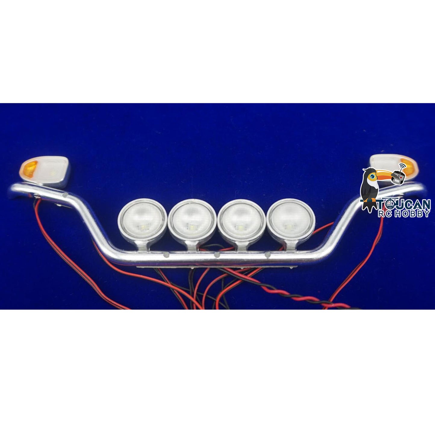 Aluminium Bar Light with 4 Round LED Lamp for 1/14 RC Tractor Truck 770S 56371 56323 Cars Radio Controlled TractorModel