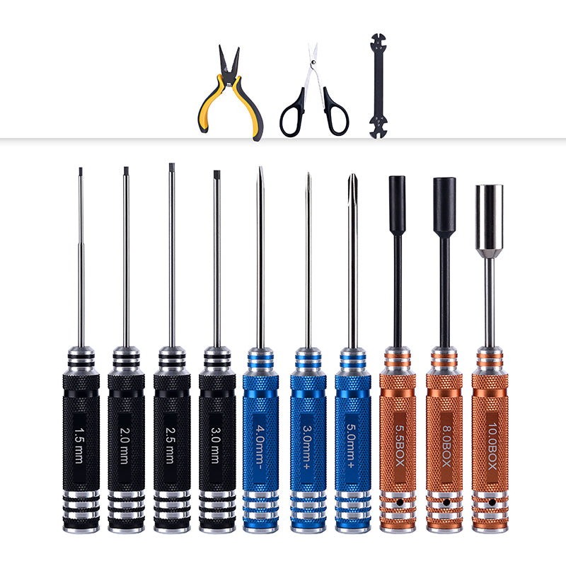 Screwdriver Shock Absorber Pliers Spanner Hex Wrench Scissors Tool Kits for RC Boat Radio Controlled Car Model DIY
