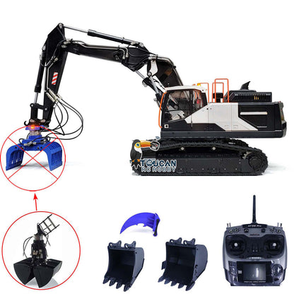 MTM Metal Remote Control Tracked Digger Cars 1/14 EC380 3 Arms RC Hydraulic Excavator Clamshell Bucket Ripper Engineering Vehicles