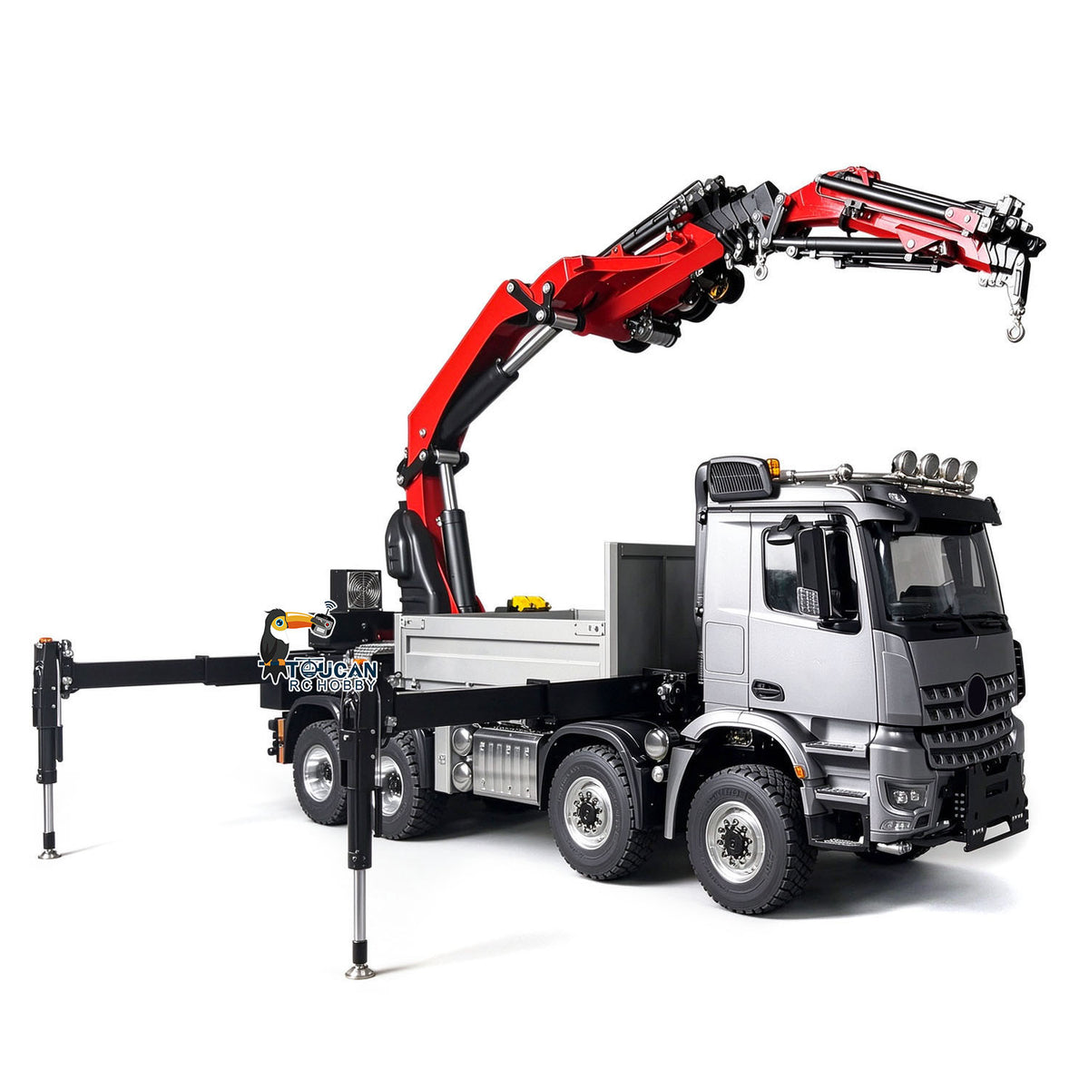 TOUCAN RC HOBBY LXY 1:14 Metal RC Hydraulic Crane Tractor Truck 8X8 Remote Control Lorry Extension Jib Electric Winch Removable Cargo Bed 3 Speed Differential Locks Axles
