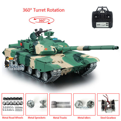 Henglong 1/16 7.0 99A RC Tank Remote Controlled Military Vehicle Chinese Panzer 3899A 360 Turret Metal Tracks Wheels