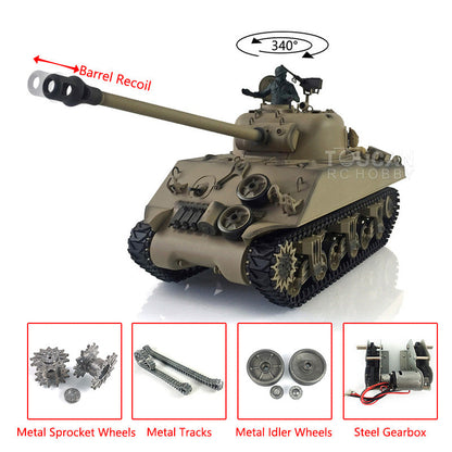 TOUCAN RC HOBBY Henglong 1/16 TK7.0 Promotin USA M4A3 Sherman 3898 RTR RC Tank with Barrel Recoil BB IR Smoke Metal Tracks Sprockets Idlers Wheels