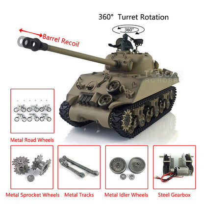 TOUCAN RC HOBBY Henglong 1/16 TK7.0 Customized 3898 USA M4A3 Sherman RTR RC Tank Barrel Recoil 360 Degrees Turret Infrared Combat Smoke BB Metal Tracks Road Idler Drive Wheels