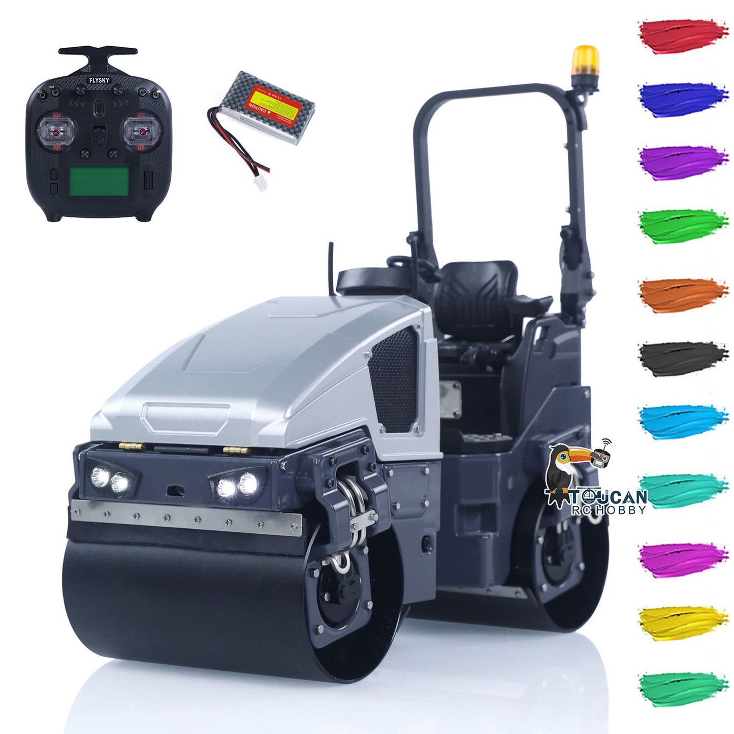 1/14 Mini Metal Radio Controlled Road Roller BW120AD RC Construction Vehicle RTR Model Brushed ESC Motor Battery ST8 Radio