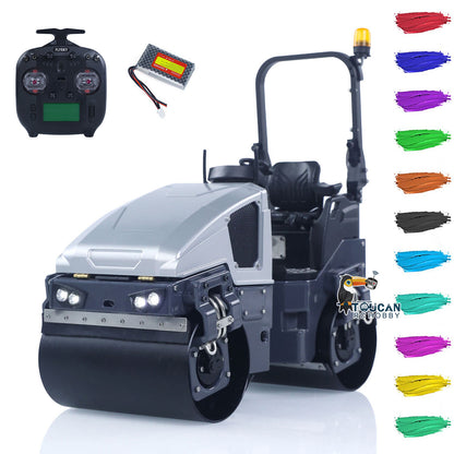 1/14 Mini Metal Radio Controlled Road Roller BW120AD RC Construction Vehicle RTR Model Brushed ESC Motor Battery ST8 Radio