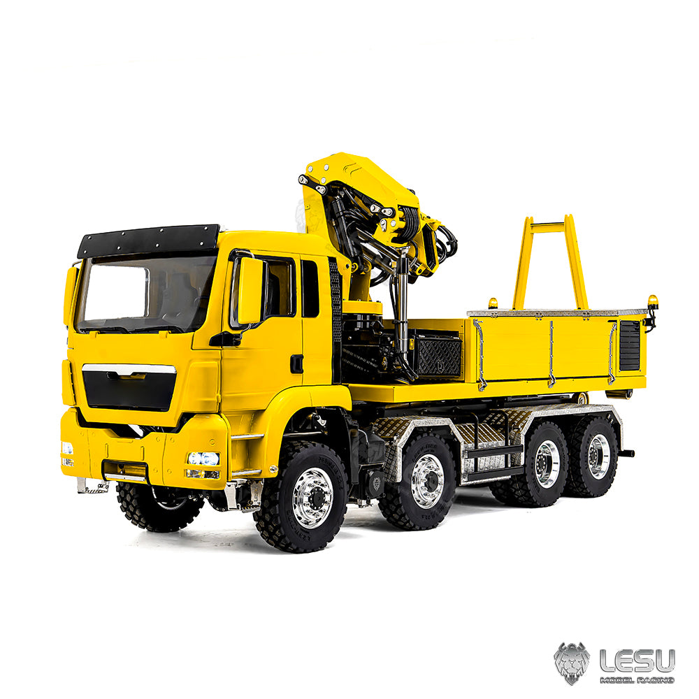 2Speed LESU 1/14 RC Hydraulic Roll on off Dumper Truck Crane Model TGS Metal 8x8 Chassis Electric Tipper 2+7CH Valve Axles Lock