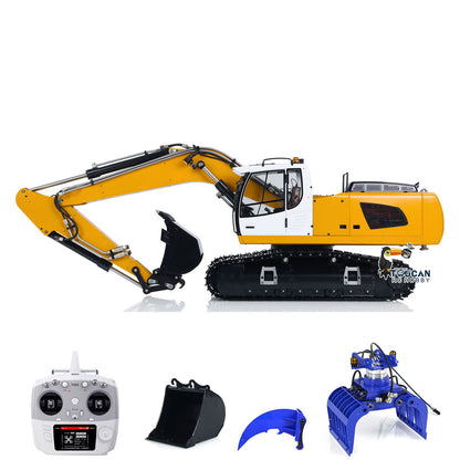 Remote Controlled Excavator 1/14 Scale 946 9CH Tracked Digger Two-Section Arm Metal Grab Bucket Ripper Light Motor ESC Cylinders