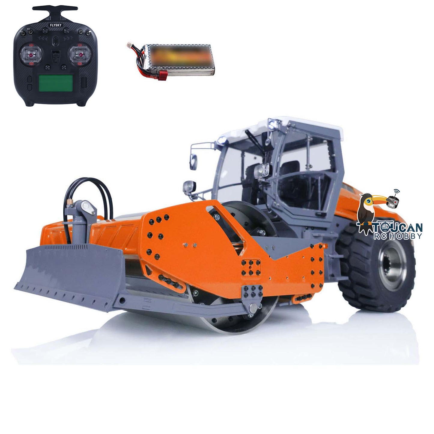 LESU Aoue H13i 1/14 Metal Hydraulic RC Road Roller A0009 Lock Differential Axles Front Shovel Light Sound System for Backyard Fun