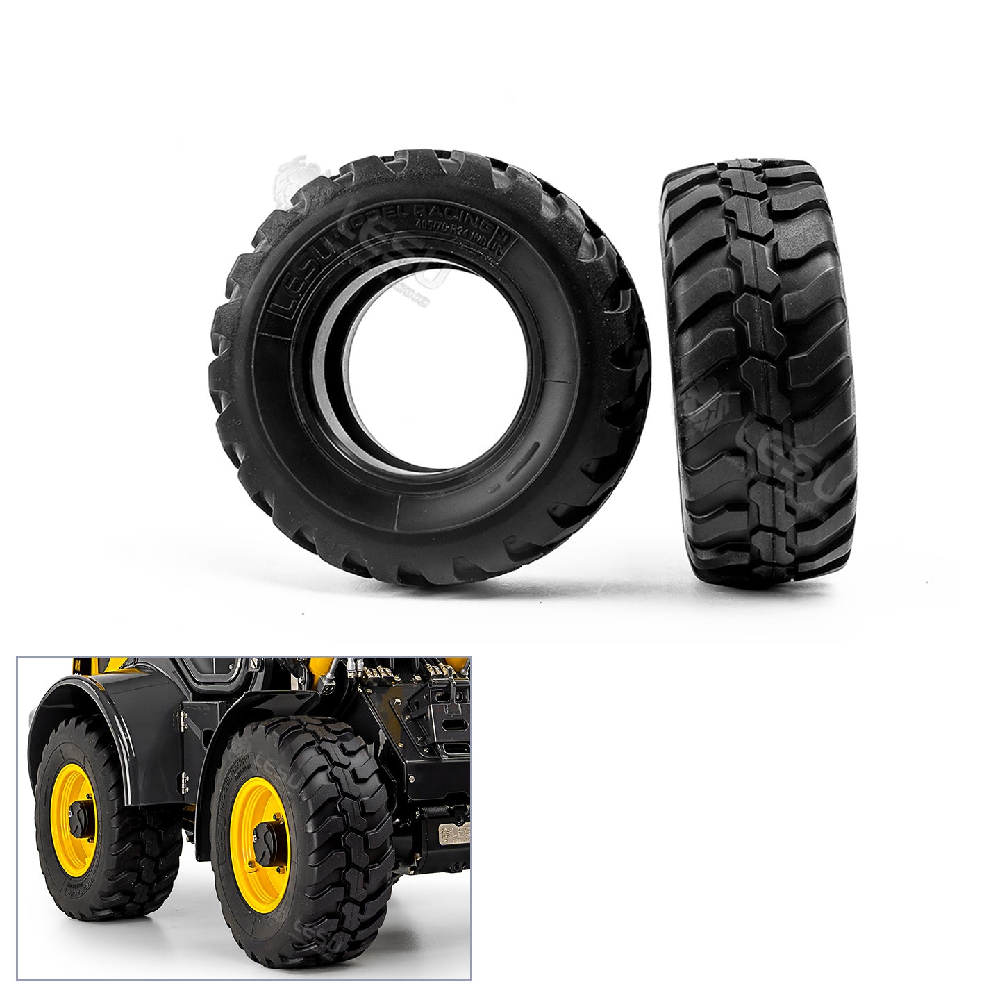 LESU Metal Front/Rear Axle with Differential Lock/ Wheel Hub/ Plastic Wheel Tire for 1/14 RC Hydraulic Loader Aoue WA100M-8 RD-A0021 for Vehicle Enthusiast