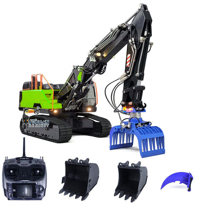MTM 1/14 EC380 10CH Tracked RC Hydraulic Excavator 3 Arms Digger Grab AT9S Remote Controller Metal Heavy Machine Model