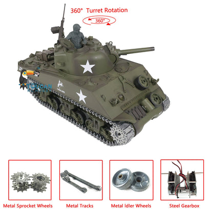 TOUCAN RC HOBBY Henglong 1/16 TK7.0 Promotion USA M4A3 Sherman RTR RC Tank 3898 360 Degrees Turret Smoke BB IR Metal Barrel Tracks Sprockets Idlers Wheels Gearbox
