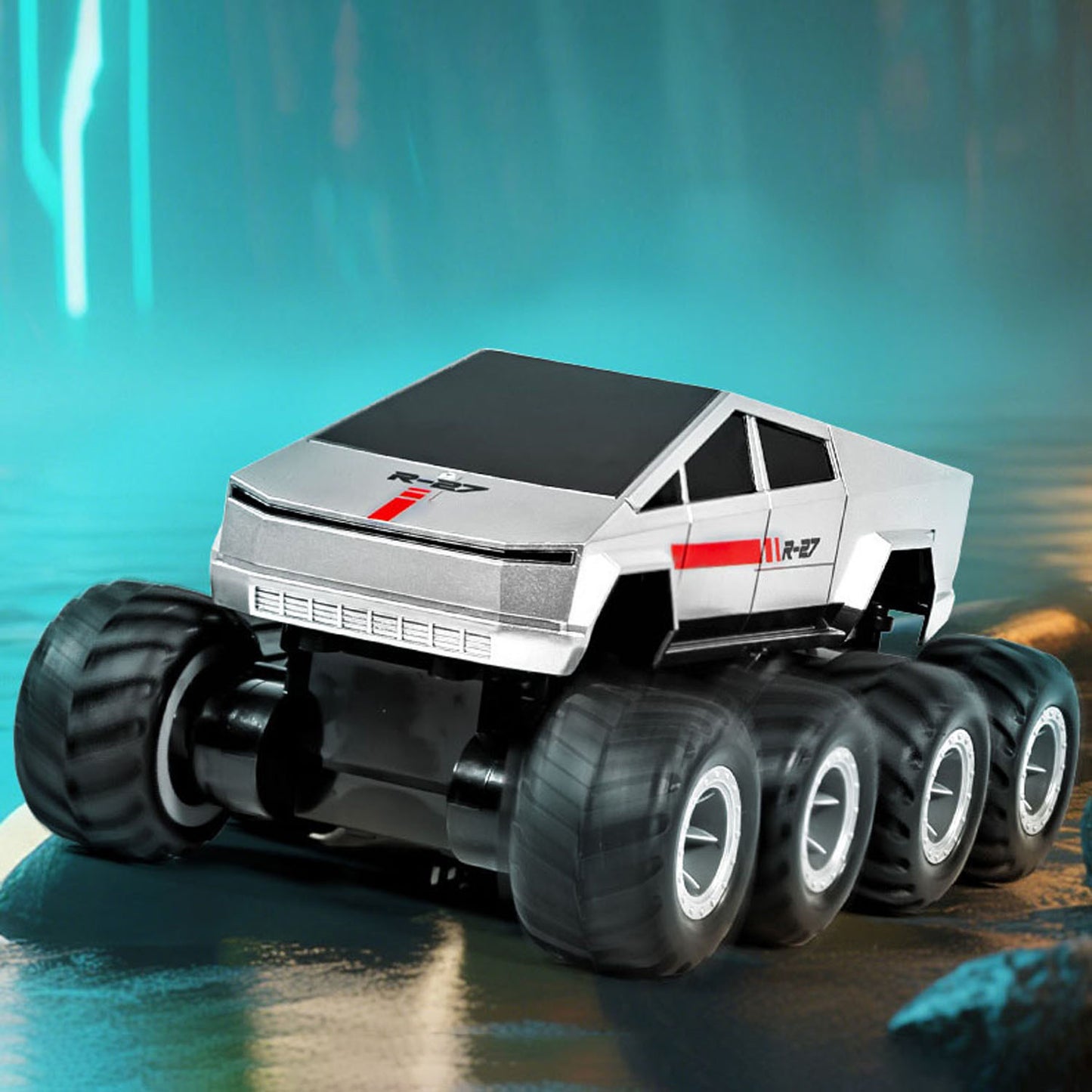 1/18 2.4G RC Pickup Truck Model Q218 8*8 Amphibious All Terrain Controlled Off Road Car Stunt Vehicle 360 Rotation RTR Battery