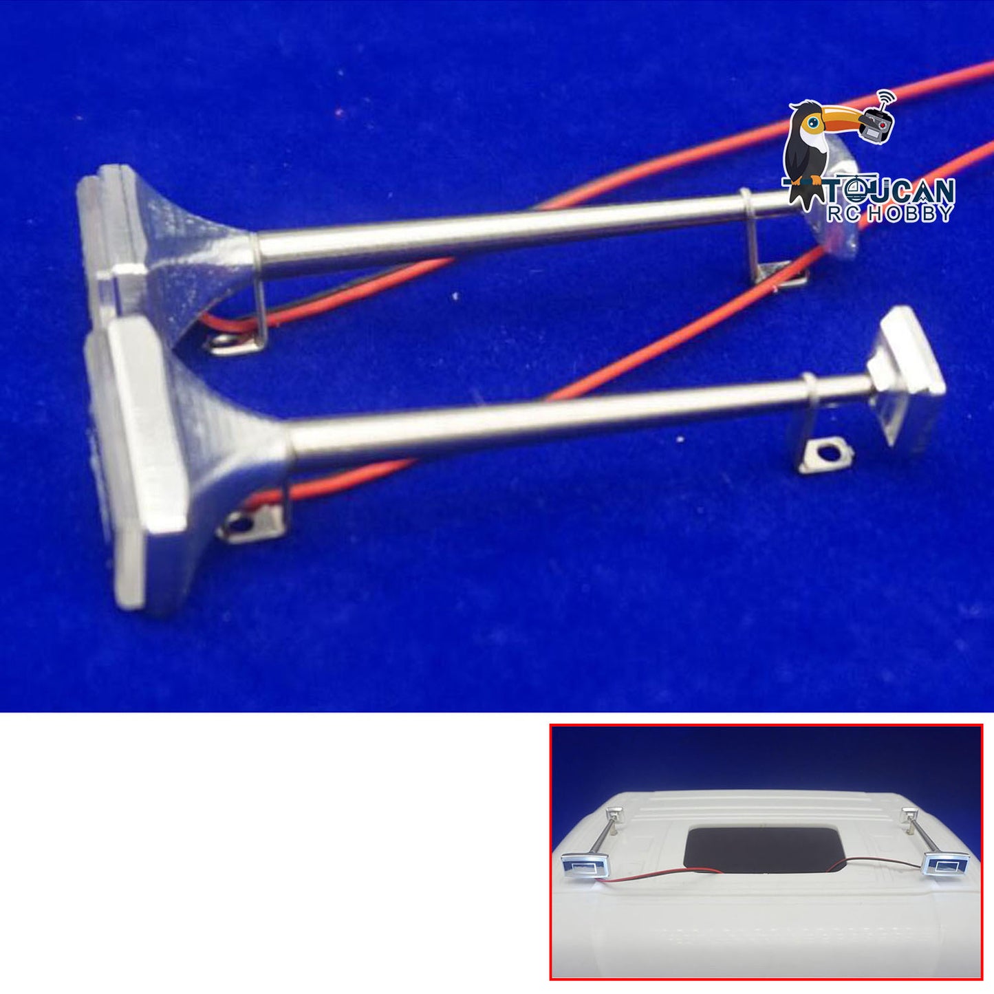 Metal 1Pair Horns with LED Light for 1/14 RC Tractor Truck Remote Control Construction Vehicle DIY Spare Parts Painted Car Shell