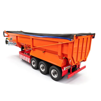 TOUCAN RC HOBBY HHG Model 1/14 RC Hydraulic Dump Trailer 3 Axle Metal U Shape Bed Remote Control Semi Trailers Model With Electric Support Legs Side Light