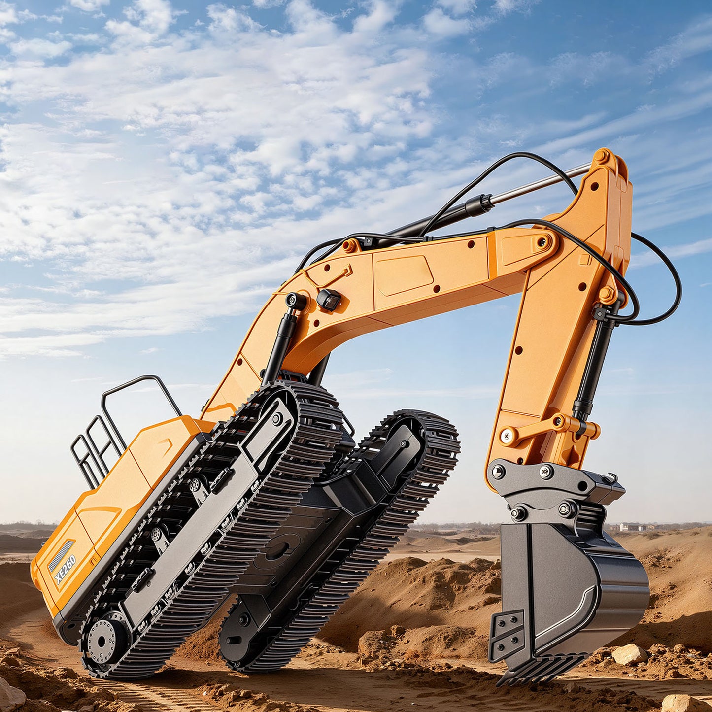 HUINA 1/24 Electric RC Excavator XE1260 Remote Control Digger RTR 360 Degree Rotation Finished Model Metal Bucket Light Sound