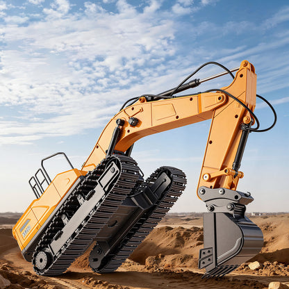 HUINA 1/24 Electric RC Excavator XE1260 Remote Control Digger RTR 360 Degree Rotation Finished Model Metal Bucket Light Sound