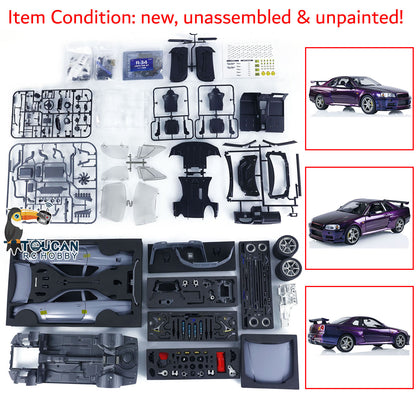 In Stock Capo 1/8 Unassembled MetallicRC Racing Car for R34 Remote Control Drift Vehicles Hobby Model KIT DIY Parts Collection Electric Toy