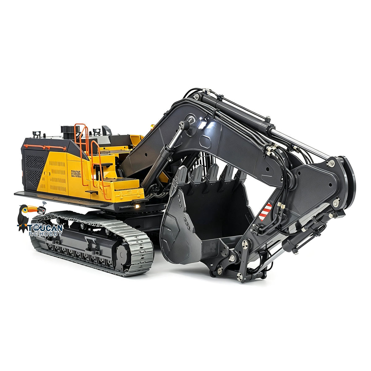 TOUCAN RC HOBBY MTModel EC950 1/14 Metal RC Hydraulic Excavator Dual Pump Digger Model 8CH Valve Ripper Light Sound Brushless Drive Motor Display Screens for Adult