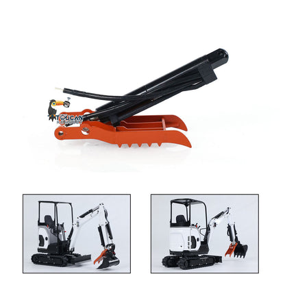 JXModel Metal Ripper Rake Grille Leveling Bucket Leveling Beam Electric Power Rammer Ditch Cleaning Bucket Gripper for 1/14 E20 RC Hydraulic Excavator DIY