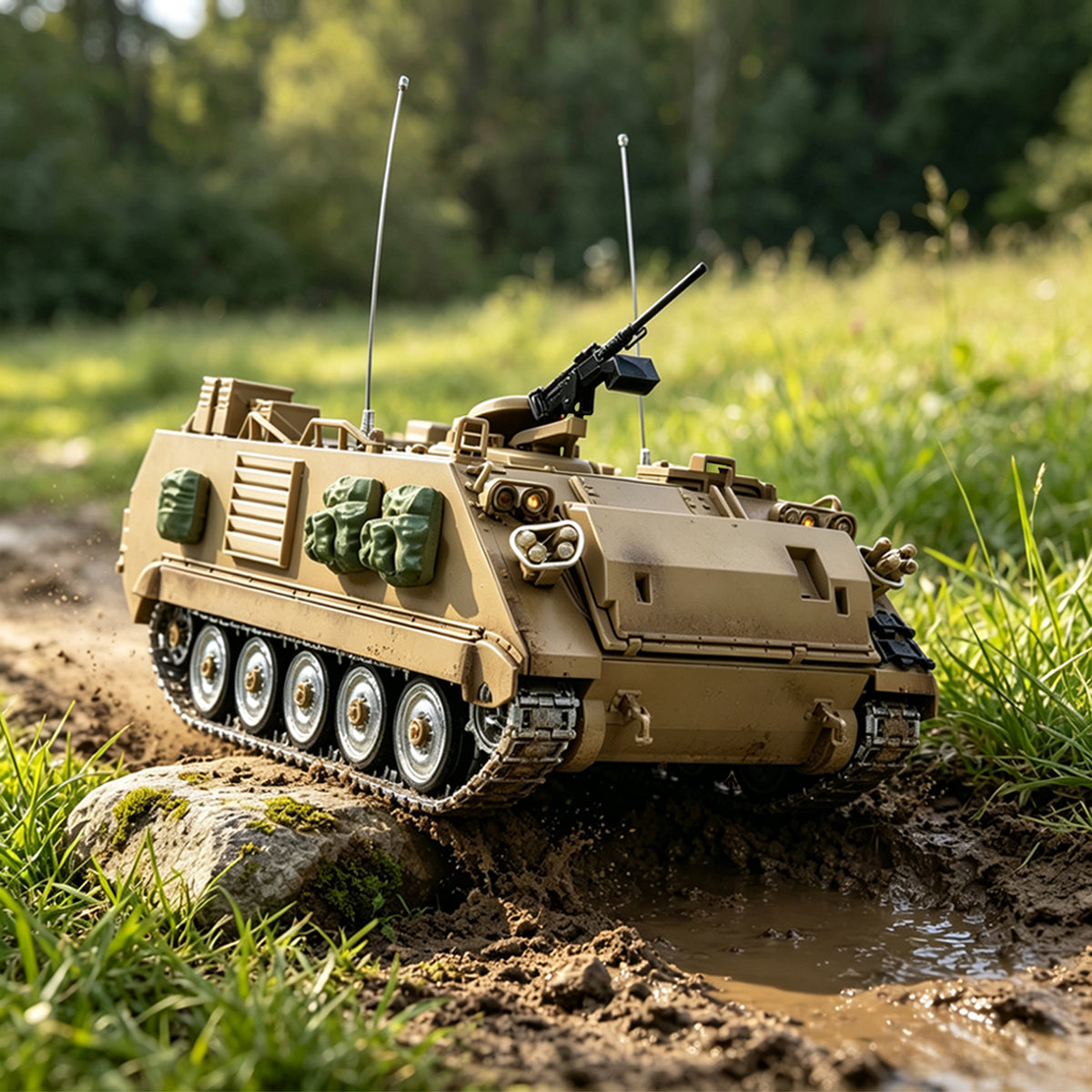 TOUCAN RC HOBBY Tongde 1/16 RC Tank M2412-C M113A2 APC Infrared Turret Rotary 360 Degree Remote Control Electric Military Vehicle Metal Wheels