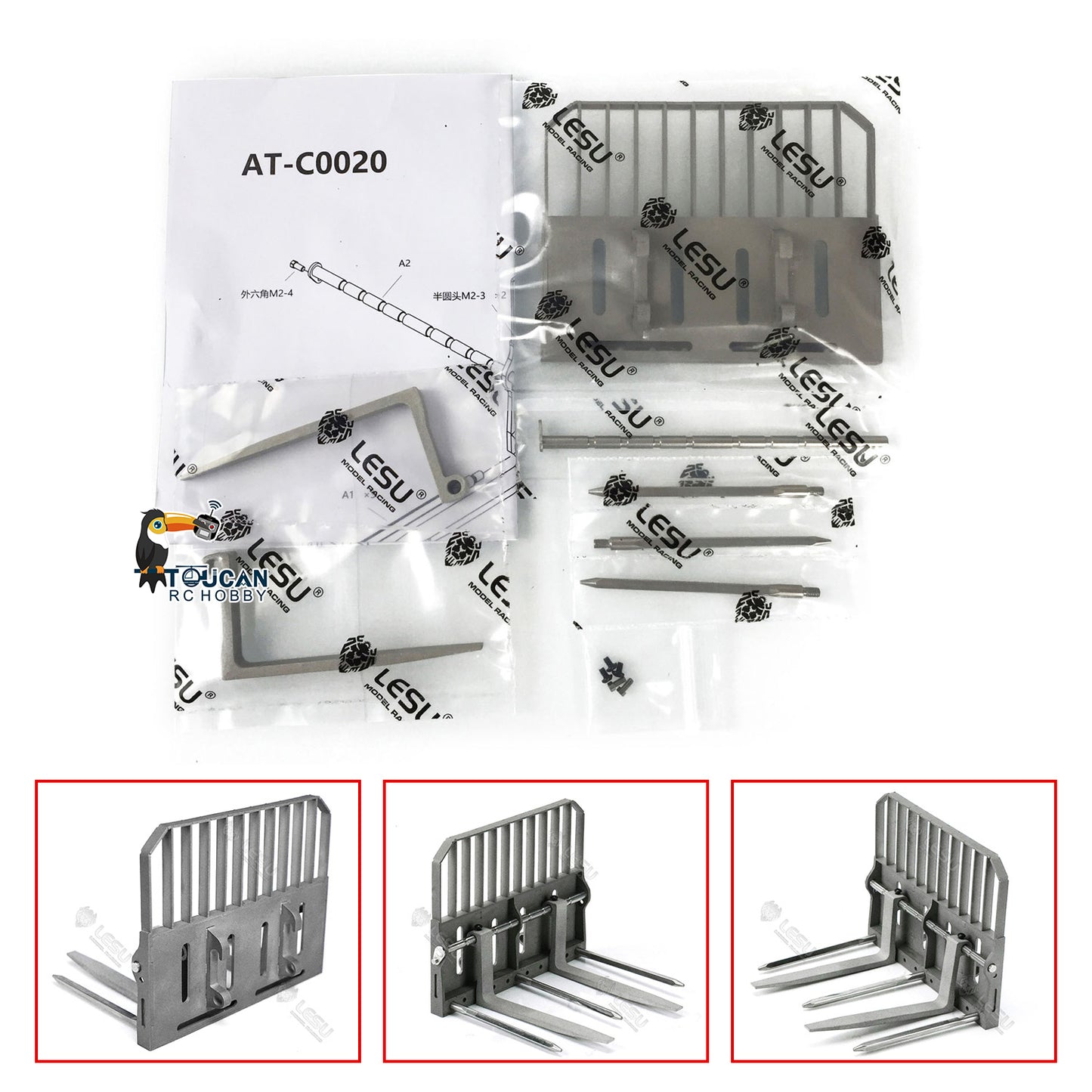 LESU 1/14 Scale Metal Assembled Aoue LT5 Skid-Steer Loader Radio Control Tracked Dozer Blade Openable Bucket Gripper Hay Clamp