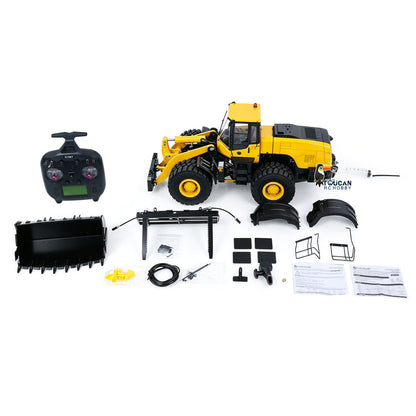 In Stock 1/14 RC Metal Hydraulic Loader WA480 Remote Control Construction Heavy Machine Quick Coupler Fork Bucket Light Sound ST8 Radio