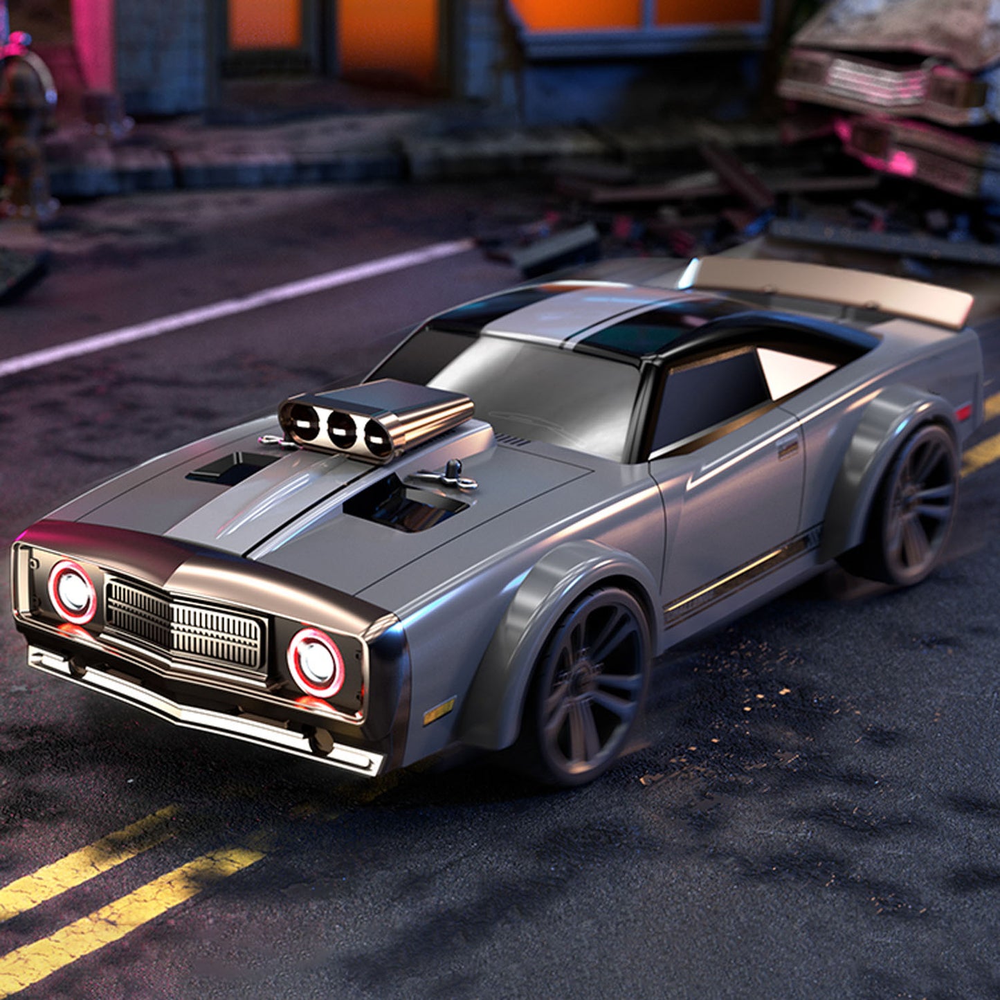 1/16 2.4GHz Remote Control High Speed Drift Car 35km/h 4*4 RC Muscle Car Q142 3Speed RTR Vehicle Brushed Motor LED Angel Eyes